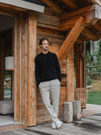 Black Wool Button Polo