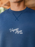 Blauer Alpine Oversize-Pullover