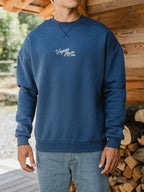 Blauer Alpine Oversize-Pullover