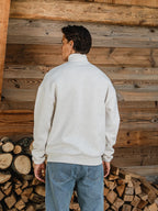 White Melange Halfzip Sweater