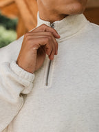 White Melange Halfzip Sweater