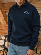 Navy Chamonix V-Neck Polo Sweater