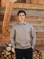 Dark Brown Melange Polo Zipper Sweater