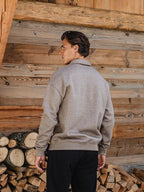 Dark Brown Melange Polo Zipper Sweater