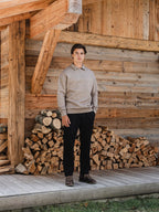 Dark Brown Melange Polo Zipper Sweater