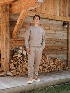 Dunkelbraune Melange-Jogginghose