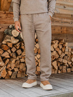 Dunkelbraune Melange-Jogginghose