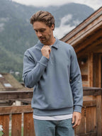 Blue Jersey Half Zip Polo