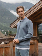 Blue Jersey Half Zip Polo