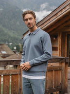 Blue Jersey Half Zip Polo