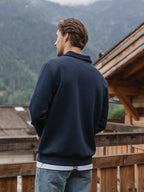 Navy Jersey Half Zip Polo