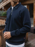 Navy Jersey Half Zip Polo