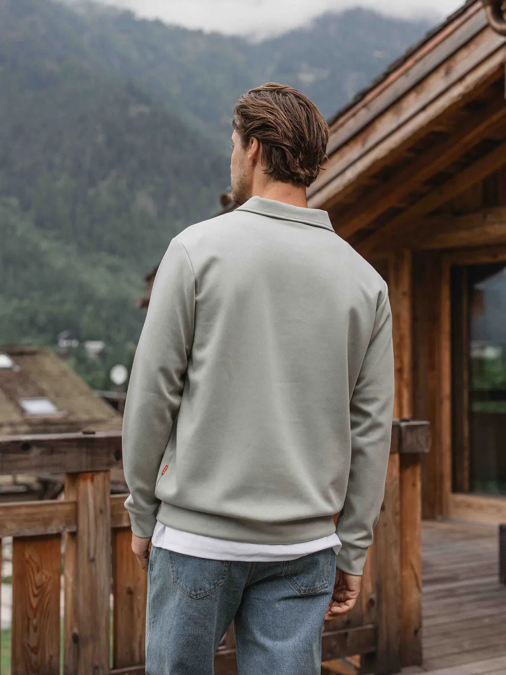 Mint Jersey Half Zip Polo