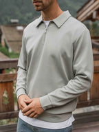 Mint Jersey Half Zip Polo