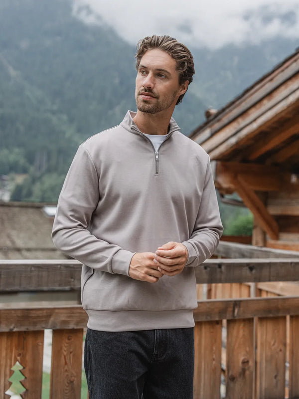 Grey Jersey Half Zip