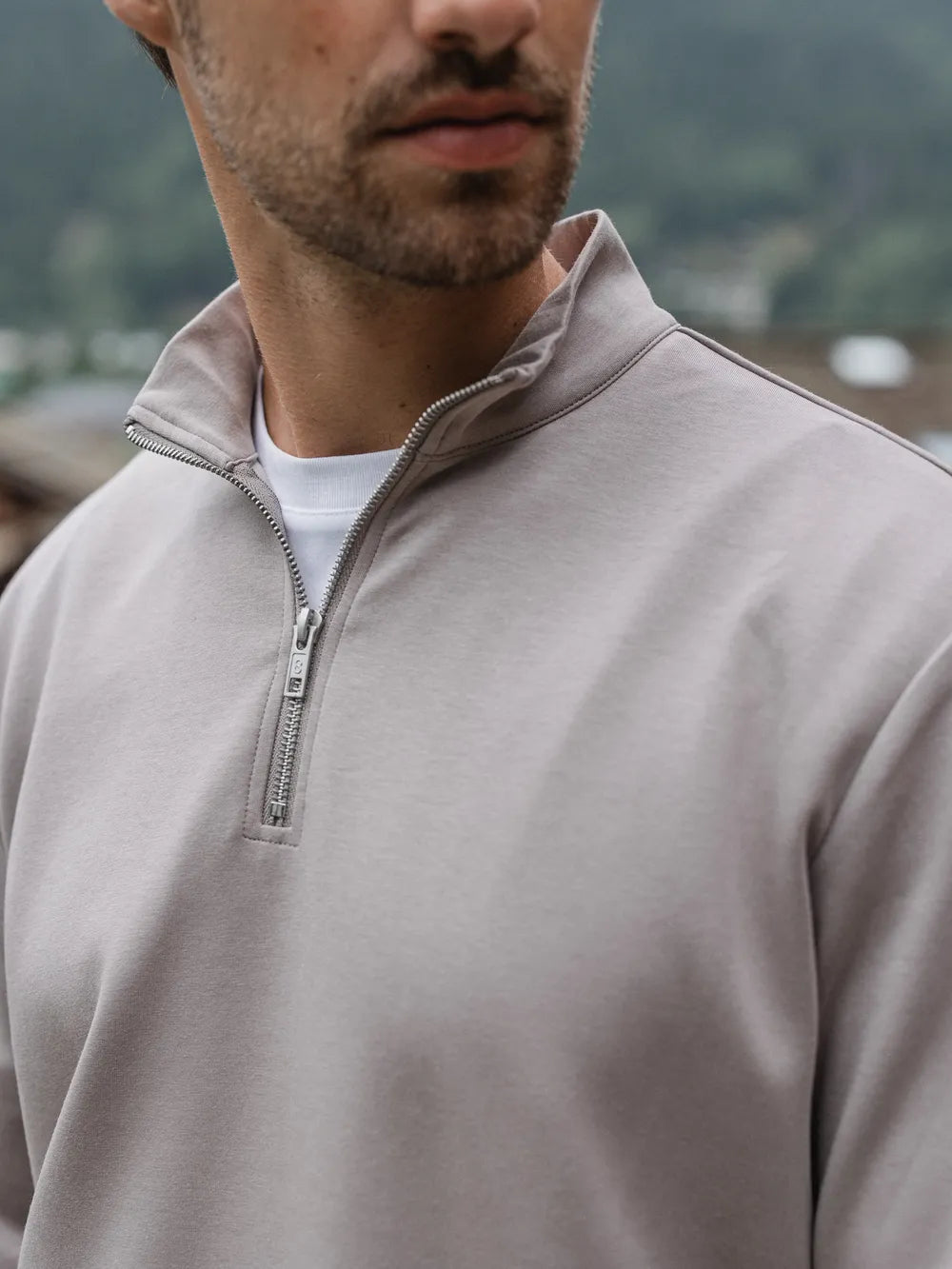 Grey Jersey Half Zip