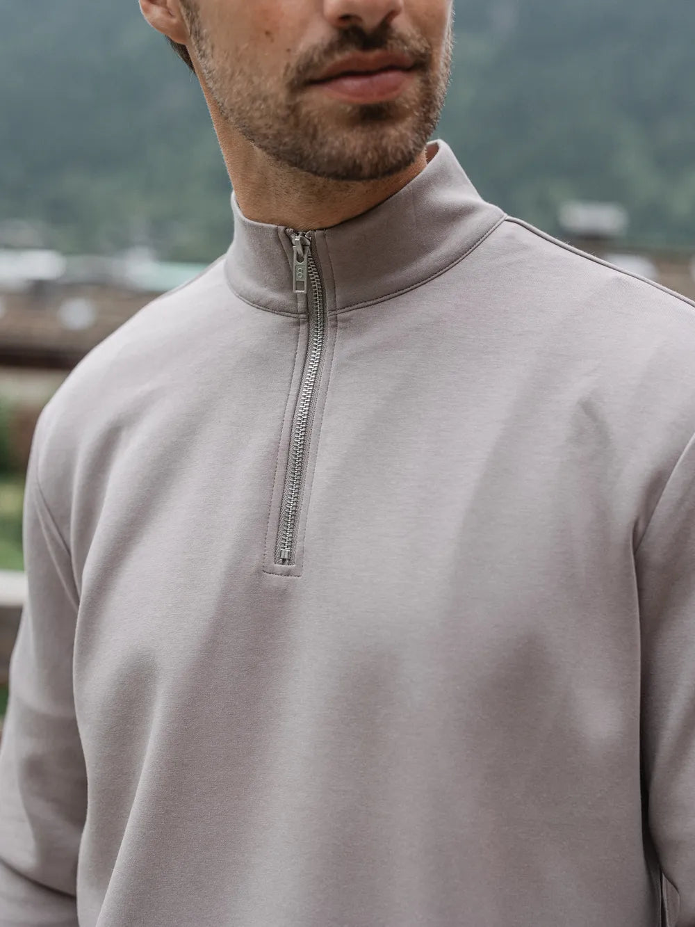 Grey Jersey Half Zip