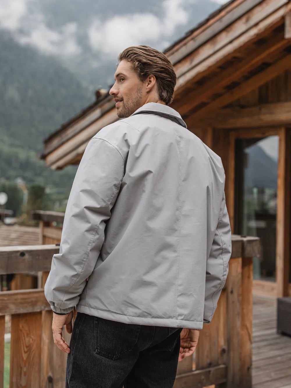Grey Padded Coach Zip Jacket