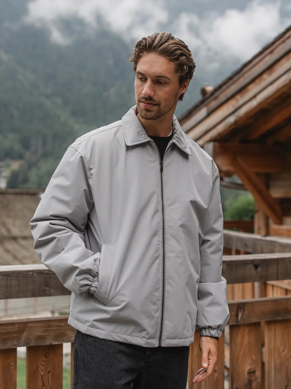 Grey Padded Coach Zip Jacket