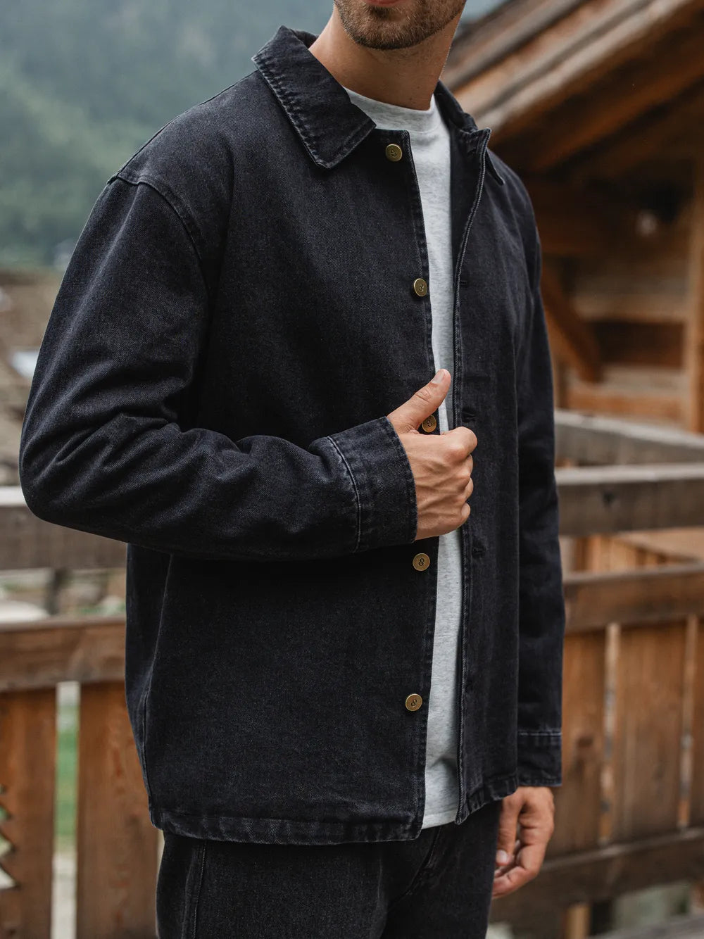 Washed Black Denim Overshirt