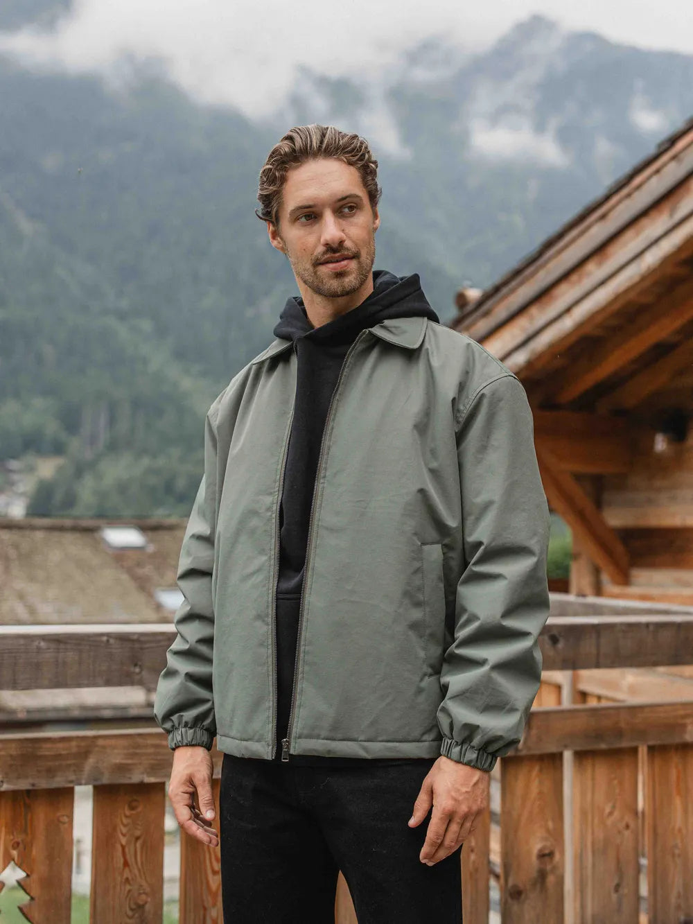 Green Padded Coach Zip Jacket