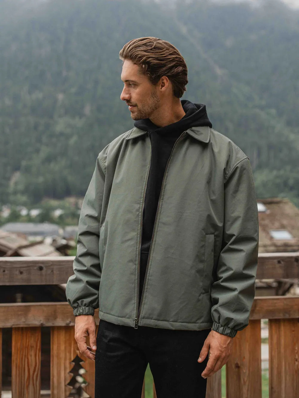 Green Padded Coach Zip Jacket