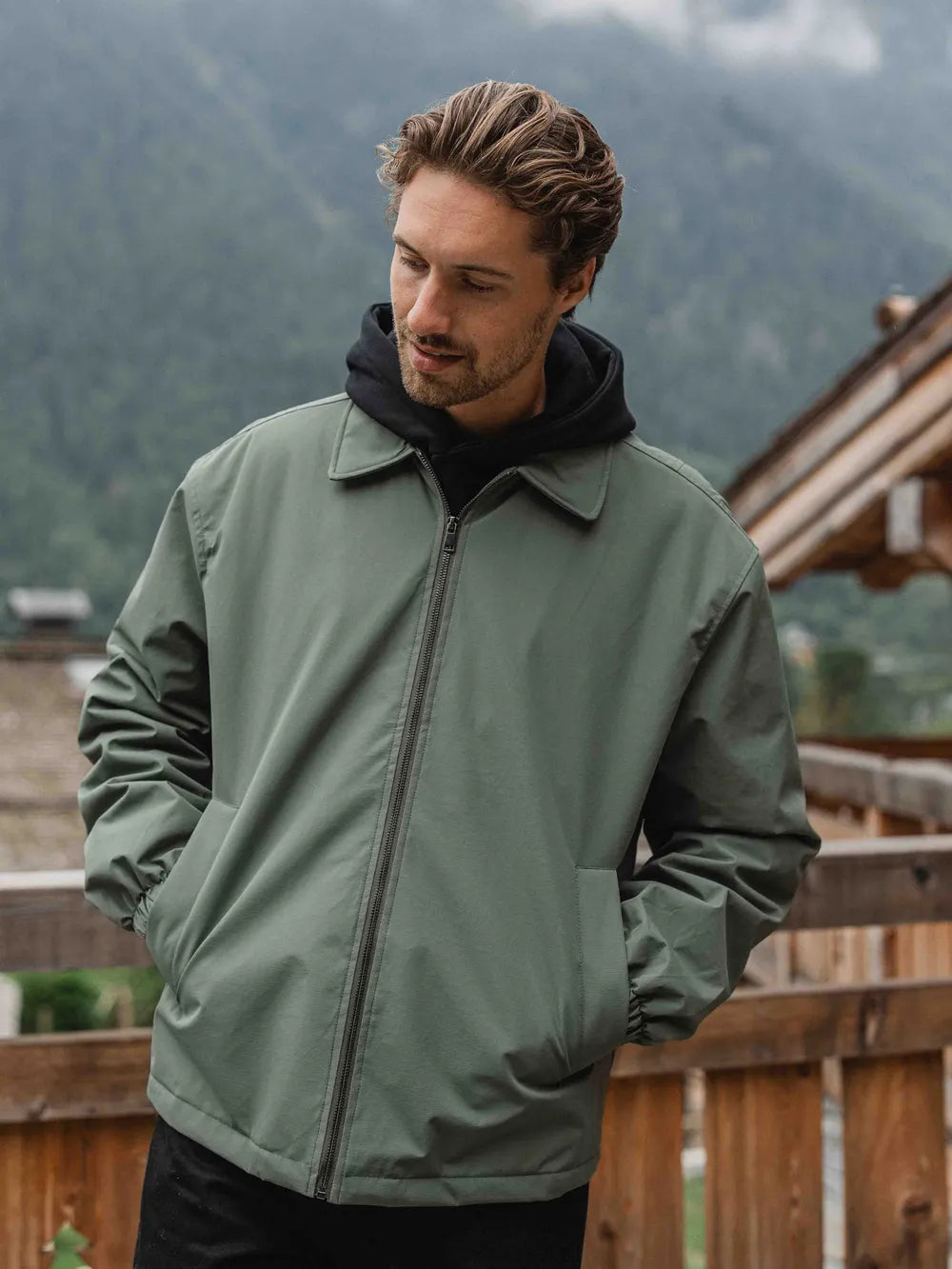 Green Padded Coach Zip Jacket