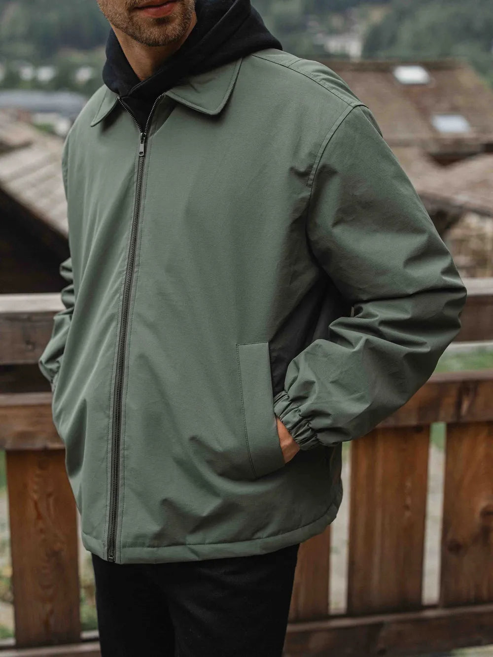 Green Padded Coach Zip Jacket