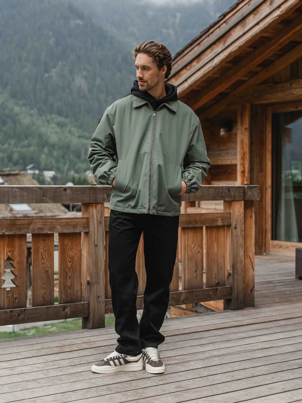 Green Padded Coach Zip Jacket