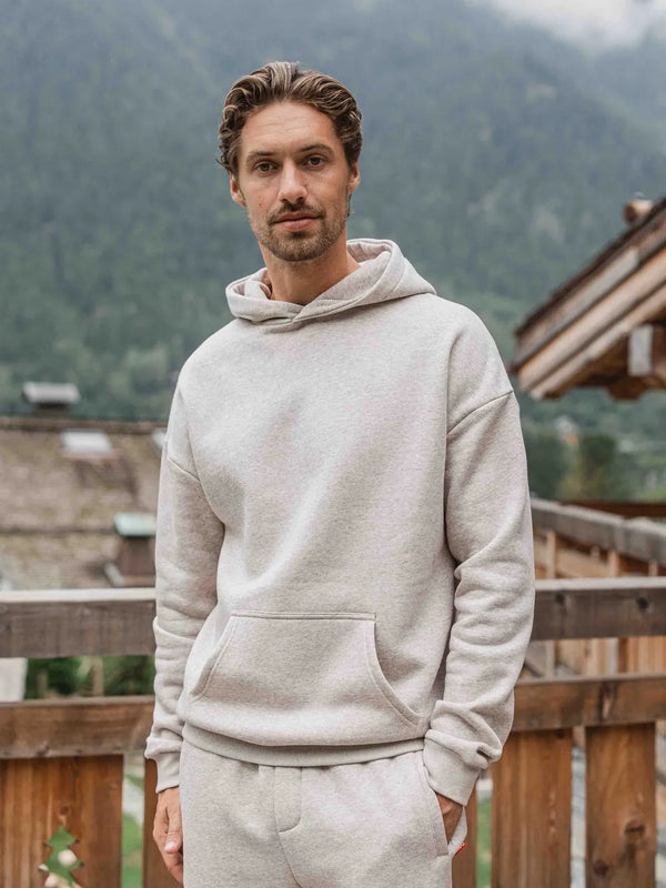 Brauner melierter Basic Oversized Hoodie