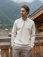 Beige Jersey Half Zip