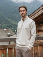 Beige Jersey Half Zip