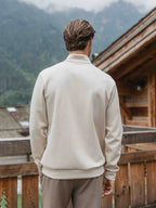 Beige Jersey Half Zip