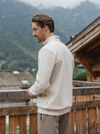 Beige Jersey Half Zip