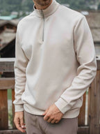 Beige Jersey Half Zip