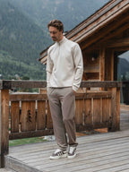 Beige Jersey Half Zip