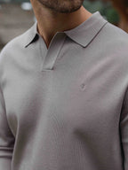 Taupe Knit V-Polo Longsleeve