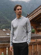 Grey Knit V-Polo Longsleeve