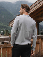 Grey Knit V-Polo Longsleeve