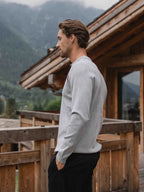 Grey Knit V-Polo Longsleeve