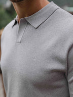 Grey Knit V-Polo Longsleeve