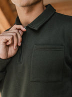 Green Polo Zipper Sweater