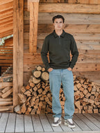 Green Polo Zipper Sweater