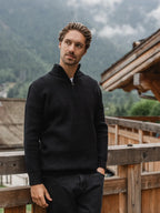 Black Knit Zip Sweater