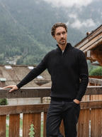 Black Knit Zip Sweater