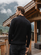 Black Knit Zip Sweater