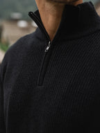 Black Knit Zip Sweater