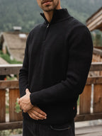 Black Knit Zip Sweater