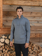 Grey Knitted Zipper Sweater