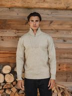 Brown Knitted Zipper Sweater